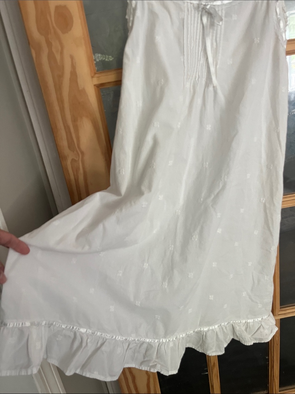 Saint Tropez west 100% cotton eyelet chemise nightgown, Sz large, cottagecore - Picture 3 of 6